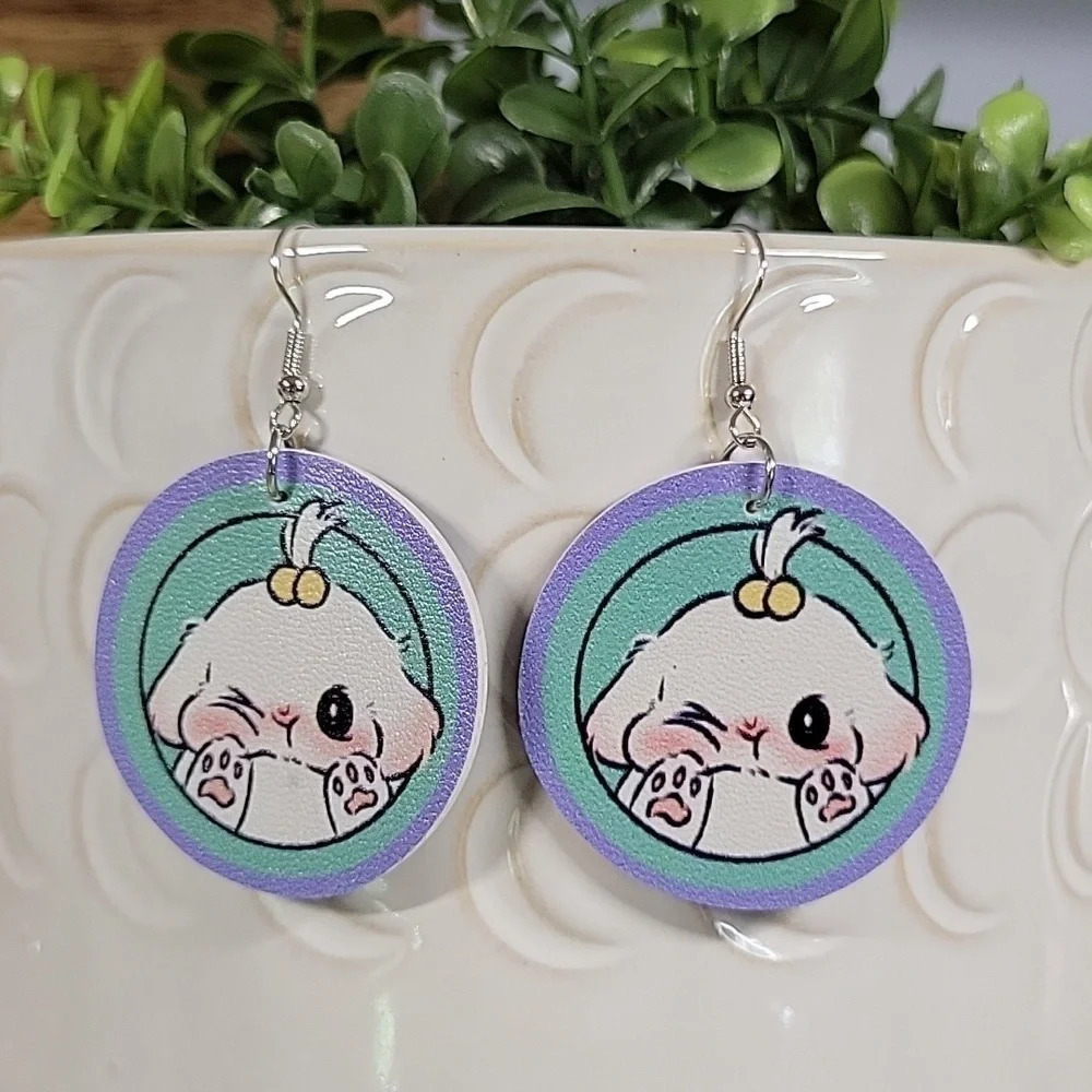 Grumpy Bunny Girl Drop Earrings